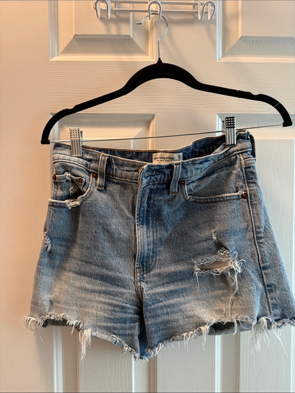 Abercrombie & Fitch Light Blue Distressed Denim Cutoff Shorts